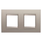GEWISS - PLACCA LUX INTERNATIONAL - IN METALLO - 2+2 POSTI ORIZZONTALE - ALLUMINIO SPAZZOLATO - CORNICE BRONZO CHIARO OPACO - CHORUSMART