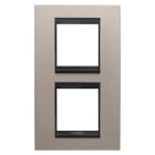 GEWISS - PLACCA LUX INTERNATIONAL - IN METALLO - 2+2 POSTI VERTICALE - ALLUMINIO SPAZZOLATO LAVY - CORNICE NERO OPACO - CHORUSMART