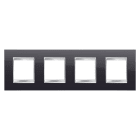 GEWISS - PLACCA LUX INTERNATIONAL - IN TECNOPOLIMERO - 2+2+2+2 POSTI ORIZZONTALE - NERO TONER - CHORUSMART