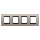 GEWISS - PLACCA LUX INTERNATIONAL - IN METALLO - 2+2+2+2 POSTI ORIZZONTALE - ALLUMINIO SPAZZOLATO LAVY - CORNICE NERO OPACO - CHORUSMART
