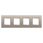 GEWISS - PLACCA LUX INTERNATIONAL - IN METALLO - 2+2+2+2 POSTI ORIZZONTALE - ALLUMINIO SPAZZOLATO - CORNICE BRONZO CHIARO OPACO - CHORUSMART GW16228XS