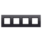 GEWISS - PLACCA LUX INTERNATIONAL - IN TECNOPOLIMERO - 2+2+2+2 POSTI ORIZZONTALE - NERO TONER LAVY- CORNICE NERO OPACO - CHORUSMART