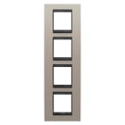 GEWISS - PLACCA LUX INTERNATIONAL - IN METALLO - 2+2+2+2 POSTI VERTICALE - ALLUMINIO SPAZZOLATO LAVY - CORNICE NERO OPACO - CHORUSMART