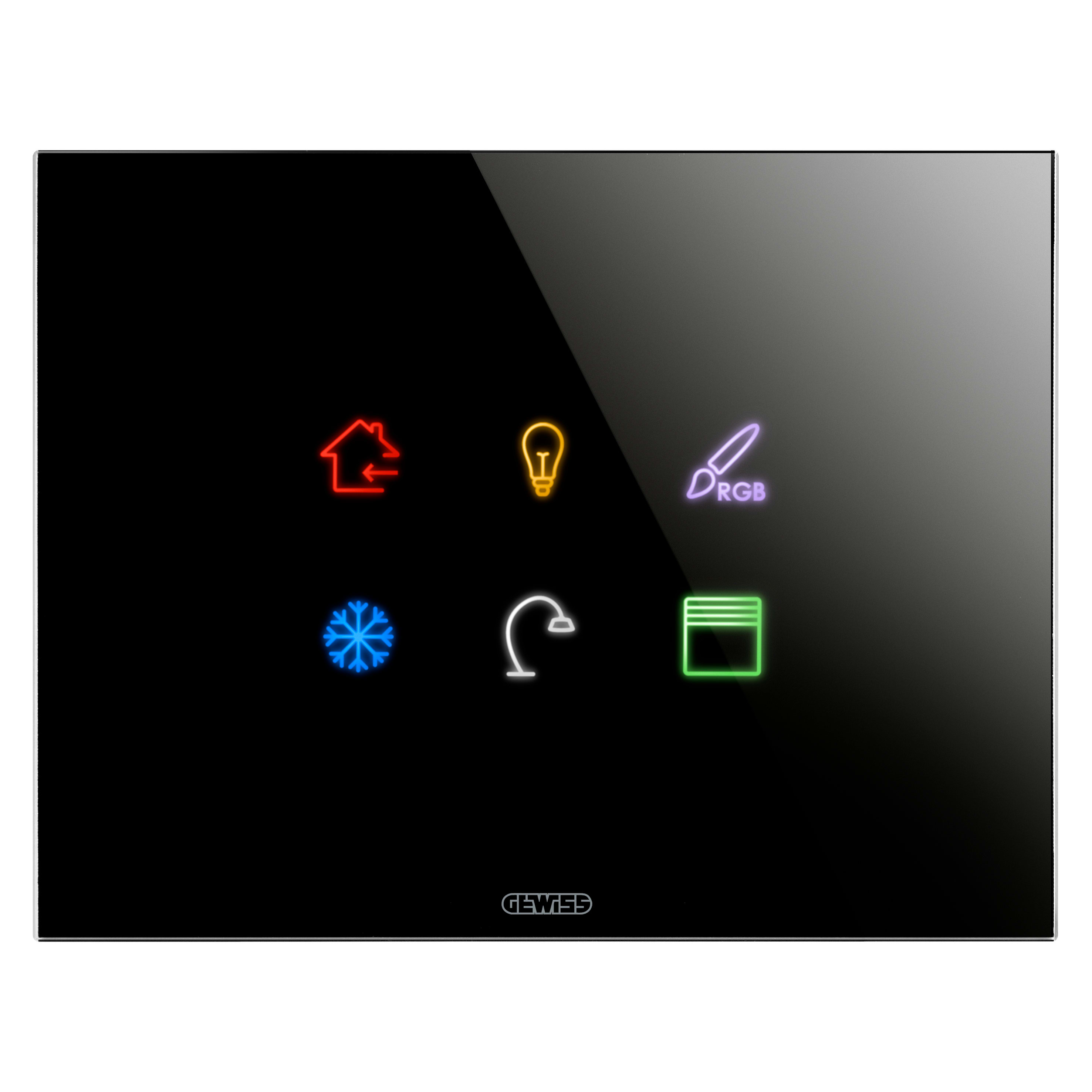 GEWISS - PLACCA ICE TOUCH KNX - IN VETRO - 6 AREE TOUCH - NERO - CHORUSMART GW16946CN