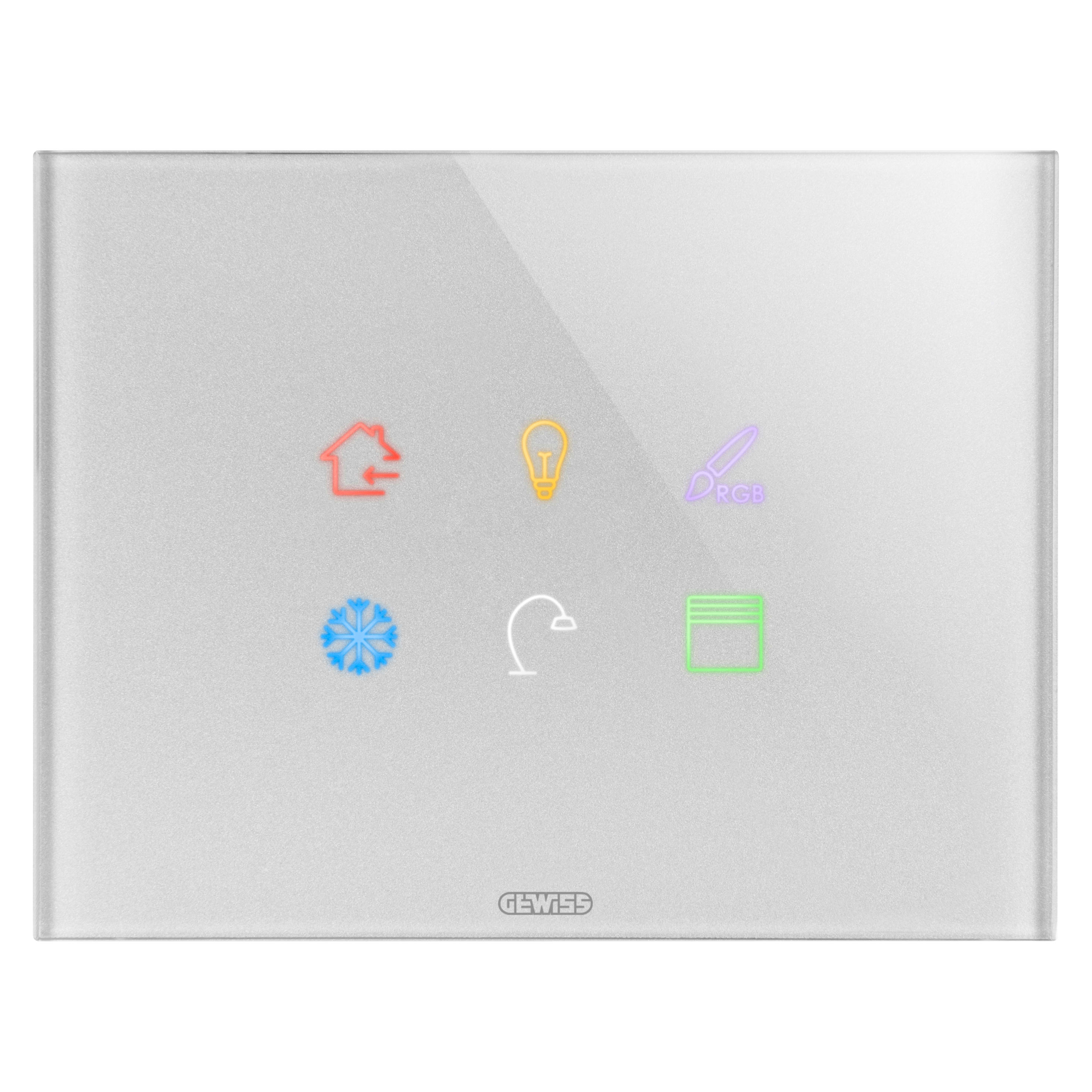GEWISS - PLACCA ICE TOUCH KNX - IN VETRO - 6 AREE TOUCH - TITANIO - CHORUSMART GW16946CT