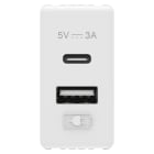 GEWISS - ALIMENTATORE USB - TIPO A+C - 3A - BIANCO - SYSTEM