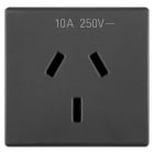 GEWISS - PRESA STANDARD AUSTRALIANO 250V ac - 2P+T 10A - SPINOTTI PIATTI - 2 MODULI - SYSTEM BLACK GW21357