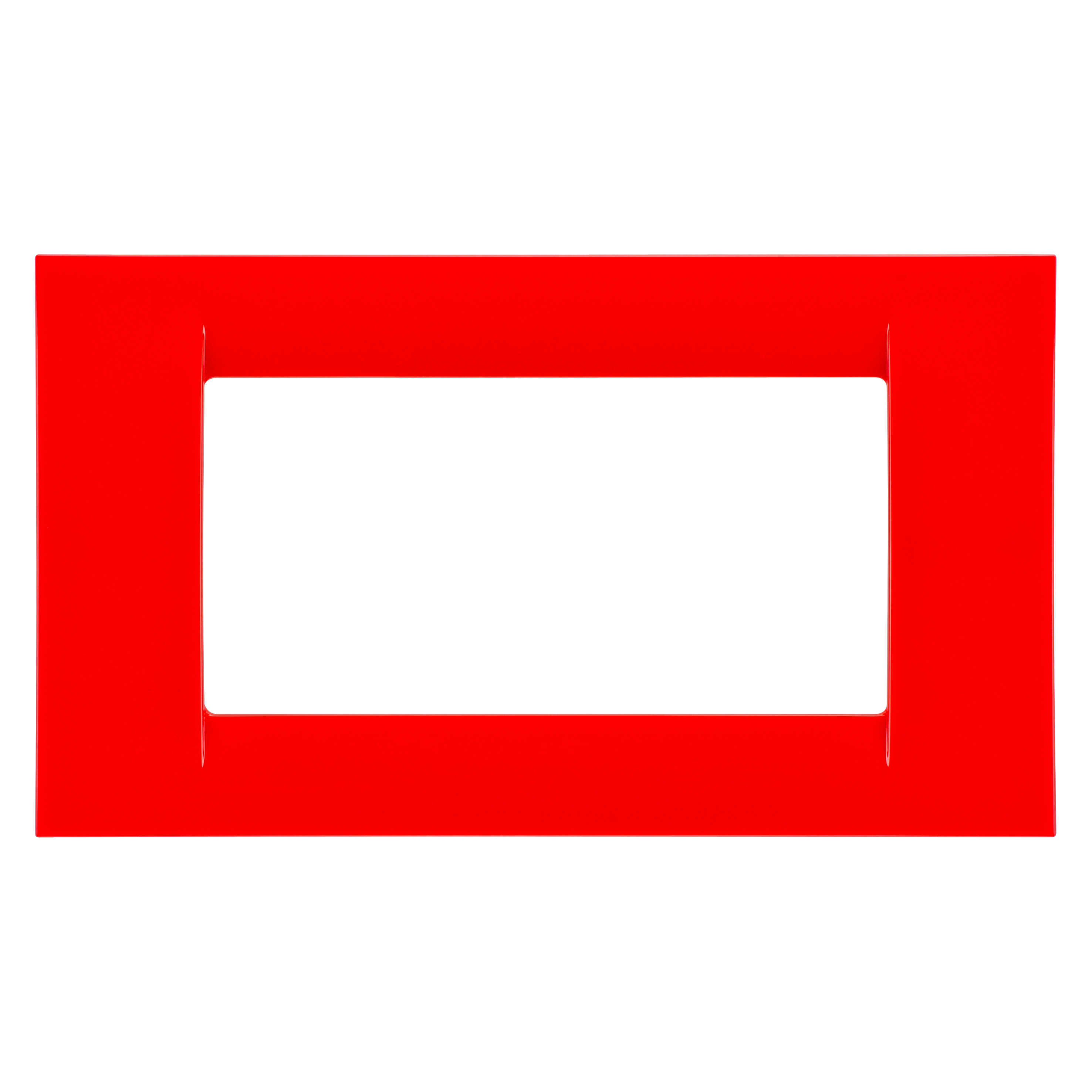 GEWISS - PLACCA VIRNA - IN TECNOPOLIMERO FINITURA LUCIDA - 4 POSTI - ROSSO GERANIO - SYSTEM GW22124