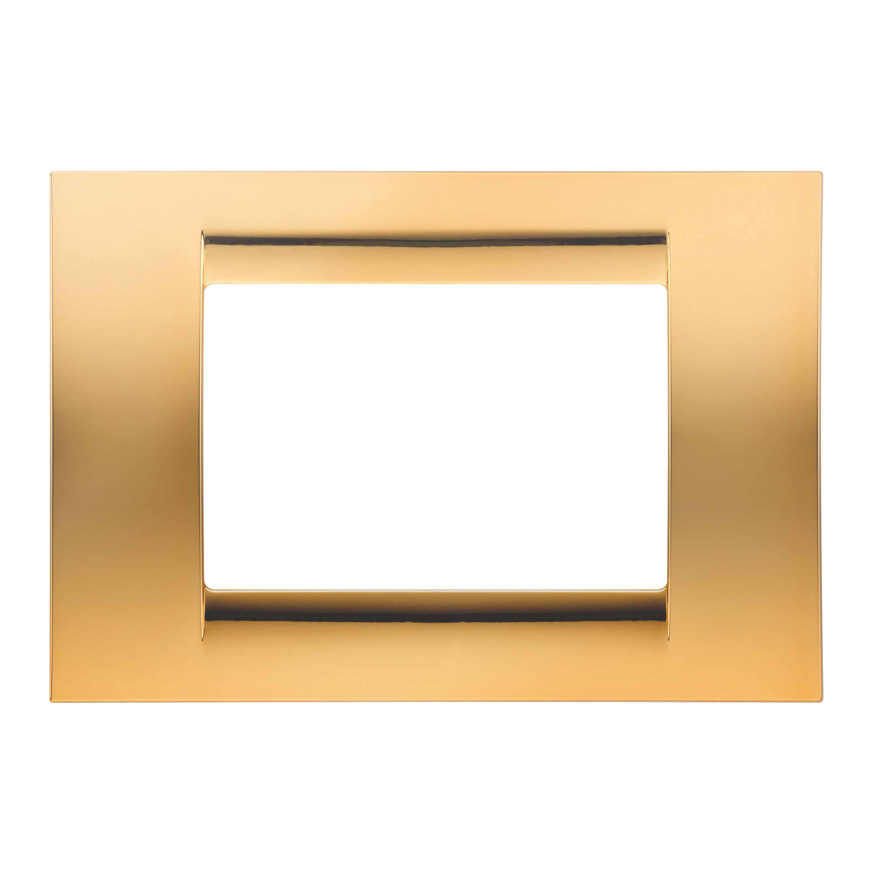 GEWISS - PLACCA VIRNA - IN TECNOPOLIMERO FINITURA LUCIDA - 8 POSTI (4+4 SOVRAPPOSTI) - ORO ANTICO - SYSTEM GW22267