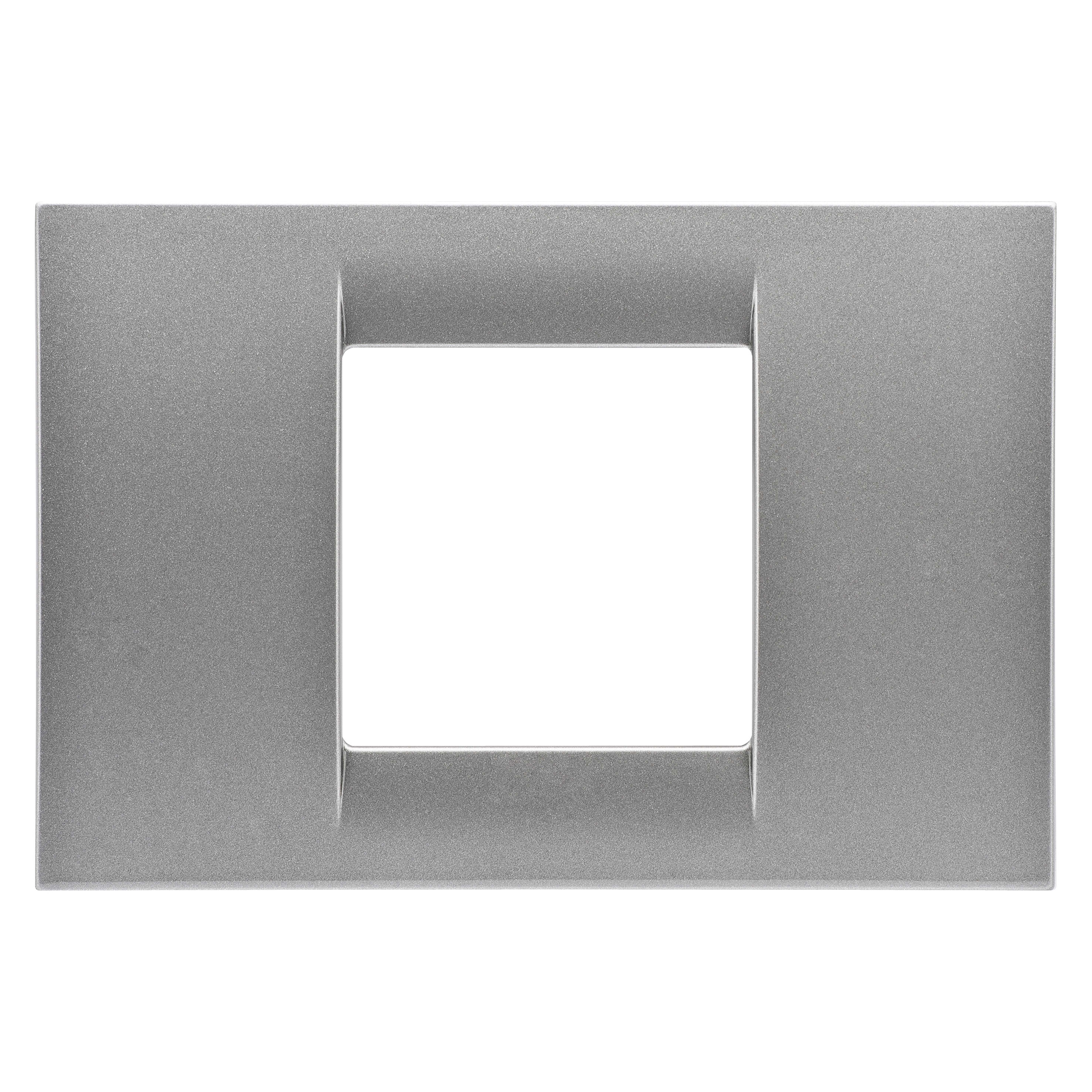 GEWISS - PLACCA VIRNA - IN TECNOPOLIMERO FINITURA LUCIDA - 2 POSTI - TITANIO METALLIZZATO - SYSTEM GW22282