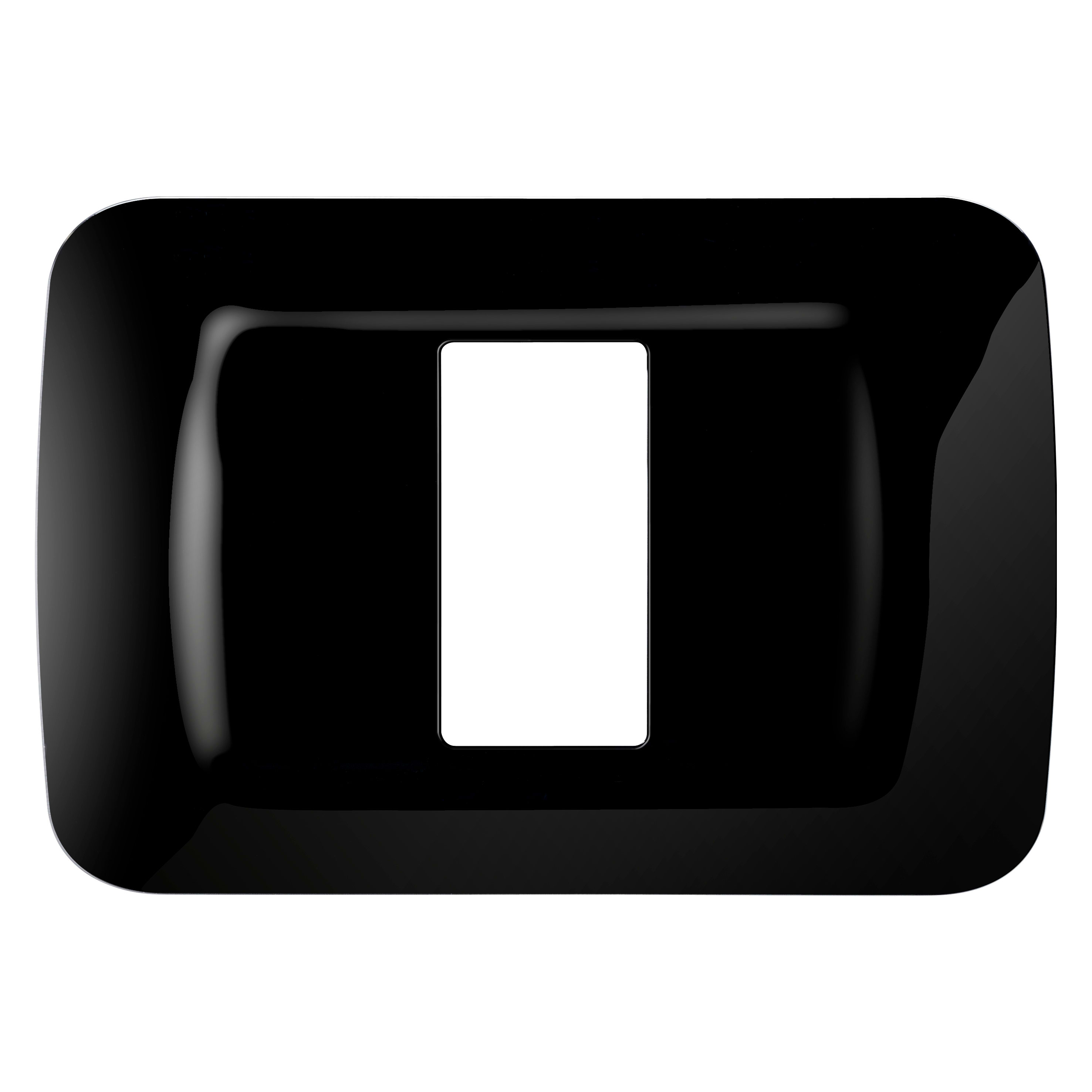 GEWISS - PLACCA TOP SYSTEM - IN TECNOPOLIMERO FINITURA LUCIDA - 1 POSTO - NERO TONER - SYSTEM GW22511