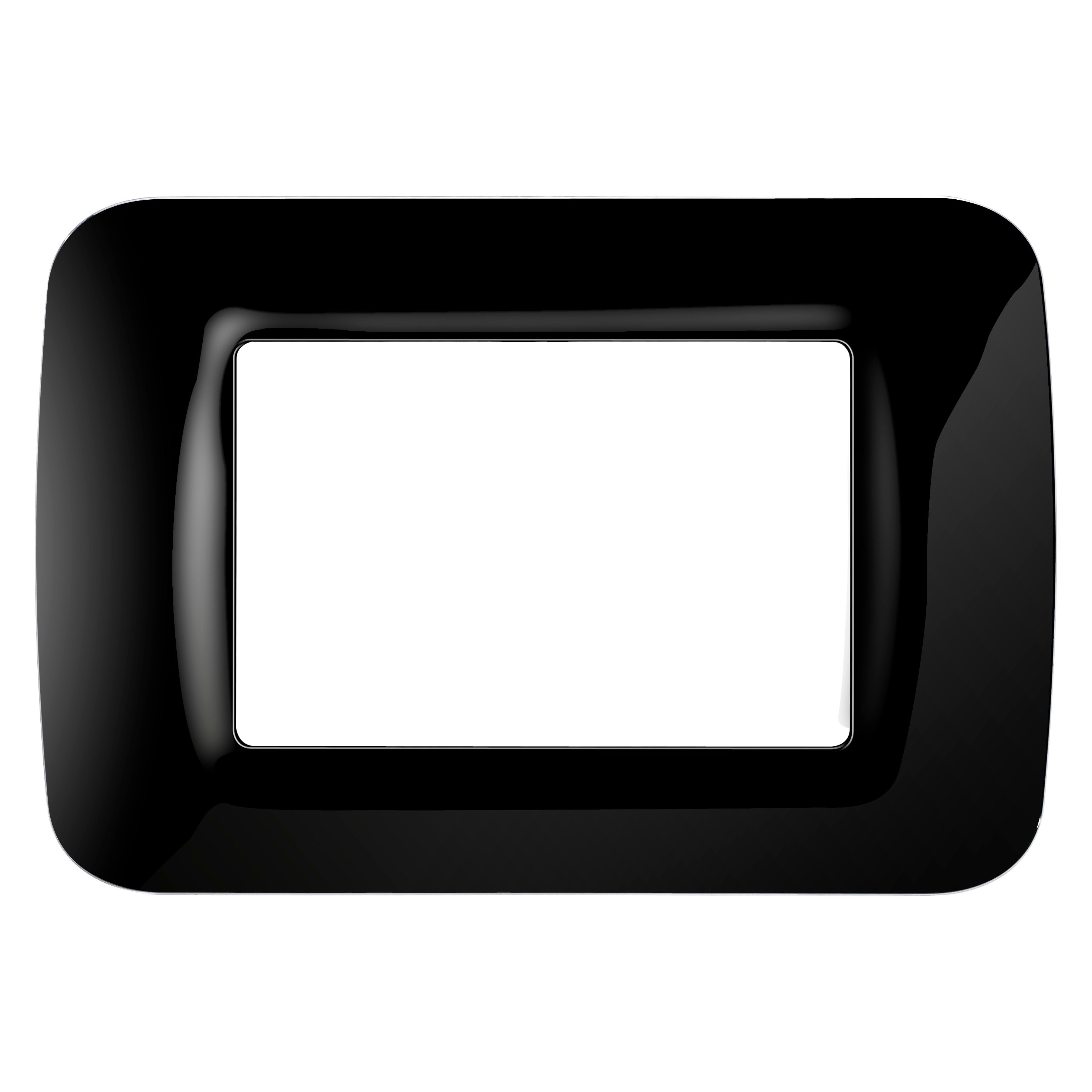 GEWISS - PLACCA TOP SYSTEM - IN TECNOPOLIMERO FINITURA LUCIDA - 3 POSTI - NERO TONER - SYSTEM GW22513