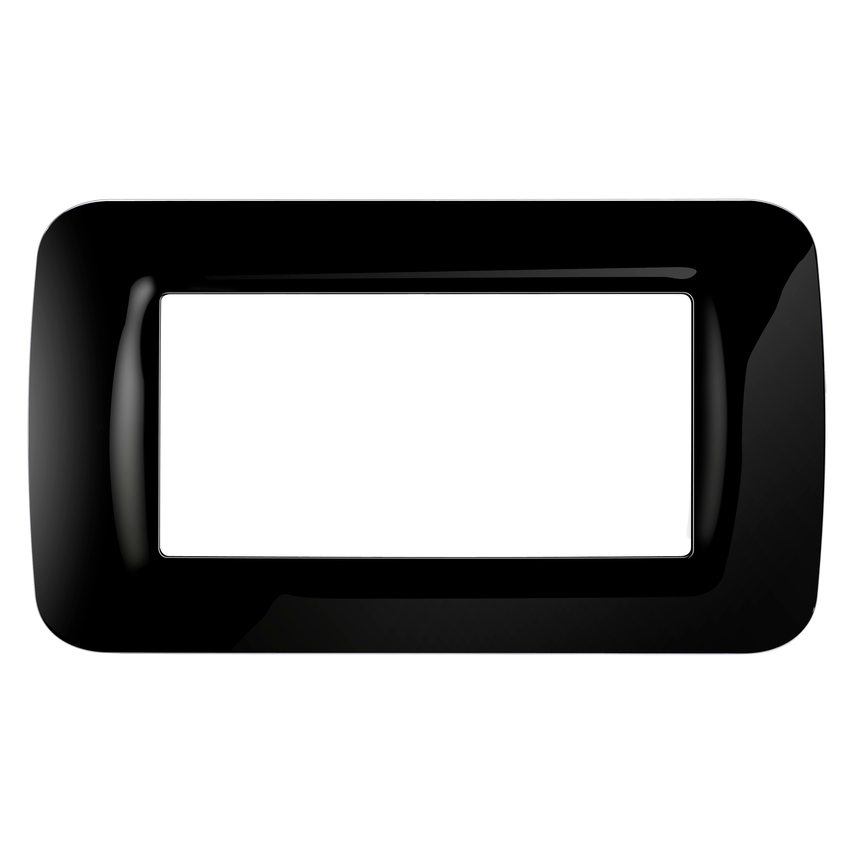 GEWISS - PLACCA TOP SYSTEM - IN TECNOPOLIMERO FINITURA LUCIDA - 4 POSTI - NERO TONER - SYSTEM GW22514