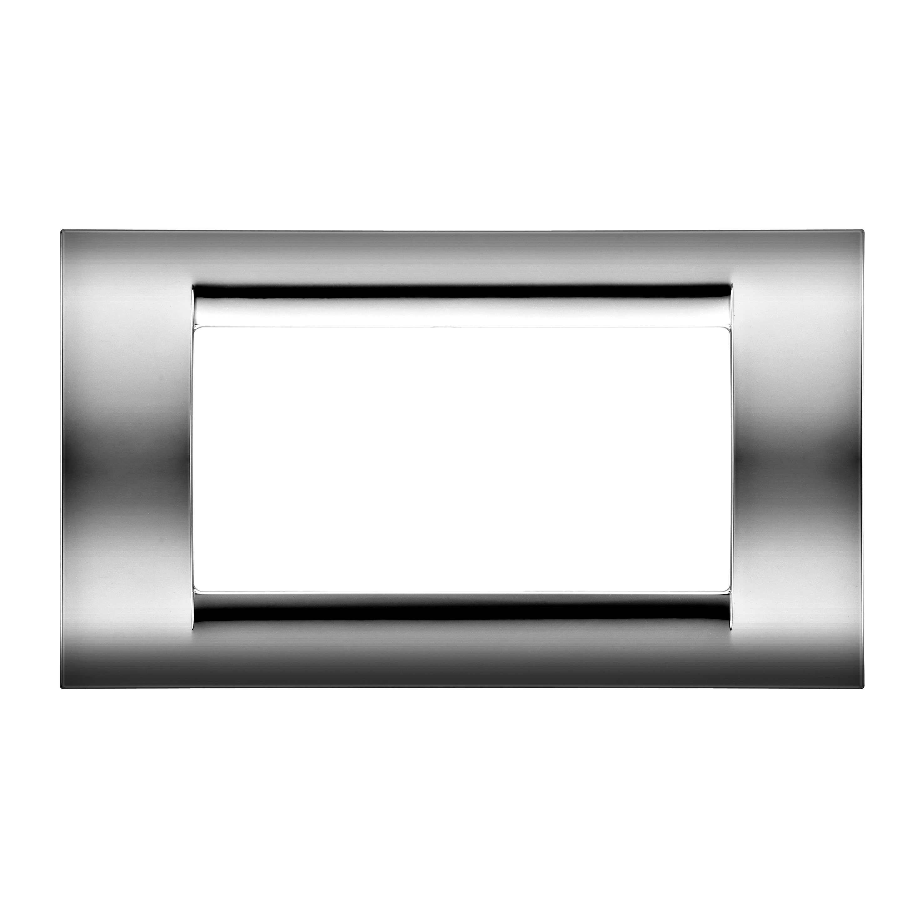 GEWISS - PLACCA PLAYBUS - IN TECNOPOLIMERO METALLIZZATO - FINITURA LUCIDA - 4 POSTI - CROMO SOFT - PLAYBUS GW32074