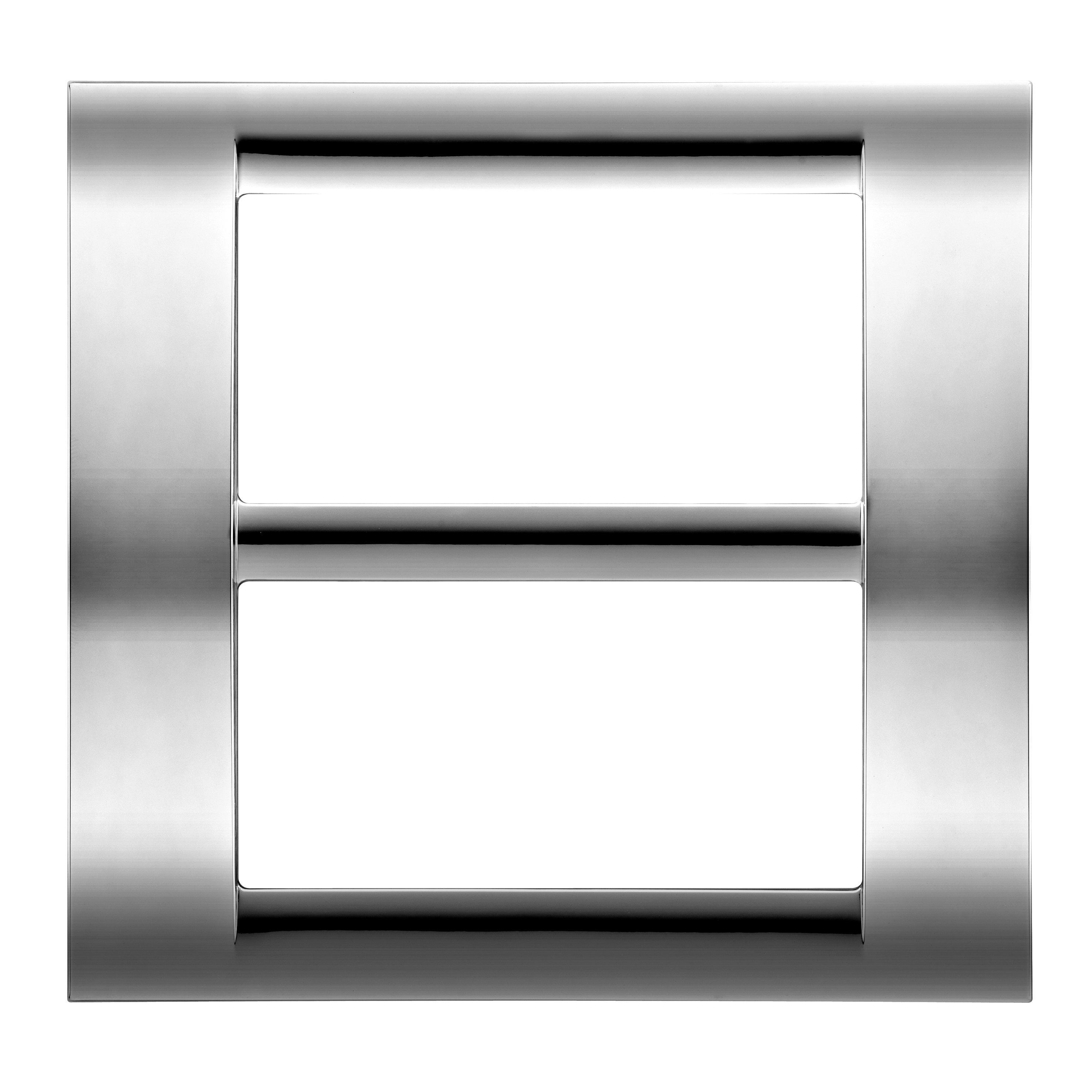 GEWISS - PLACCA PLAYBUS - IN TECNOPOLIMERO METALLIZZATO - FINITURA LUCIDA - 8 POSTI (4+4 SOVRAPPOSTI) - CROMO SOFT - PLAYBUS GW32077