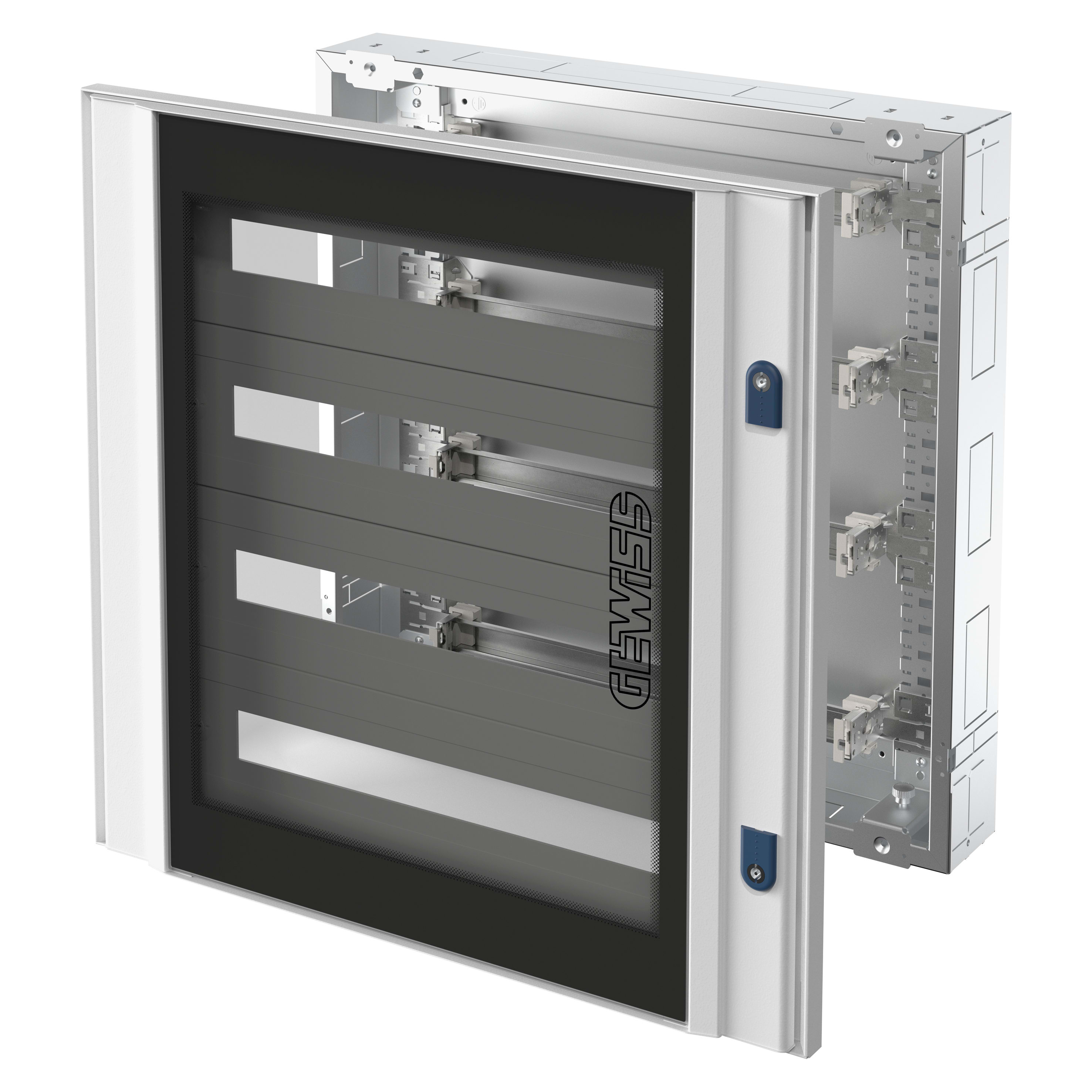 GEWISS - QUADRO CVX 160I - INCASSO - 600x600x105 - 96(24x4) MODULI - IP40 - PORTA IN VETRO - CON 2 SERRATURE - GRIGIO RAL 7035 GW47082