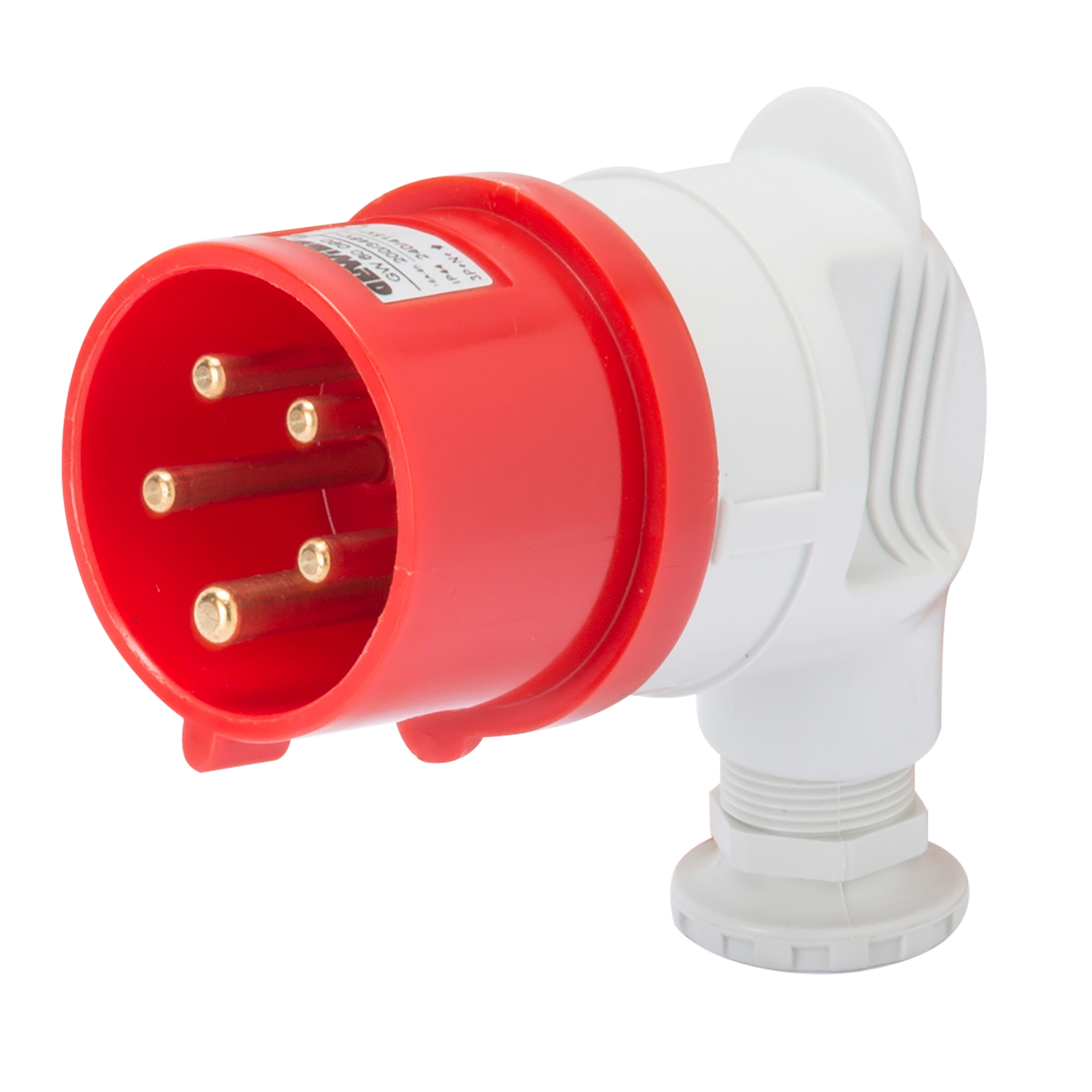 GEWISS - SPINA MOBILE A 90° - IP44 - 2P+T 16A 380-415V 50/60HZ - ROSSO - 9H - CABLAGGIO A VITE