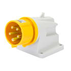 GEWISS - SPINA FISSA DA PARETE A 90° - IP44 - 3P+N+T 16A 100-130V 50/60HZ - GIALLO - 4H - CABLAGGIO A VITE GW60403