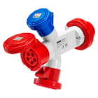 GEWISS - MOLTIPLICATORE ADATTATORE DI CORRENTE IP67-SPINA 3P+N+T 32A 400V ac 50/60HZ-2 PRESE 2P+T 16A 230V ac+1 PRESA 3P+N+T 32A 400V ac GW64064