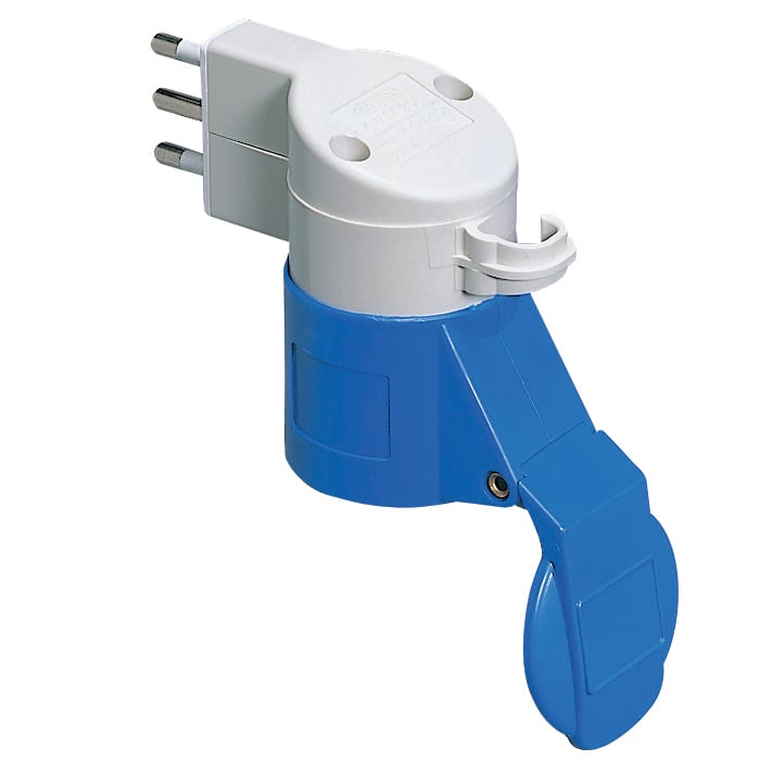 GEWISS - ADATTATORE DA CIVILE A INDUSTRIALE IP44 - SPINA 2P+T 16A 250V ac S17 50/60HZ - PRESA 2P+T 16A 230V ac