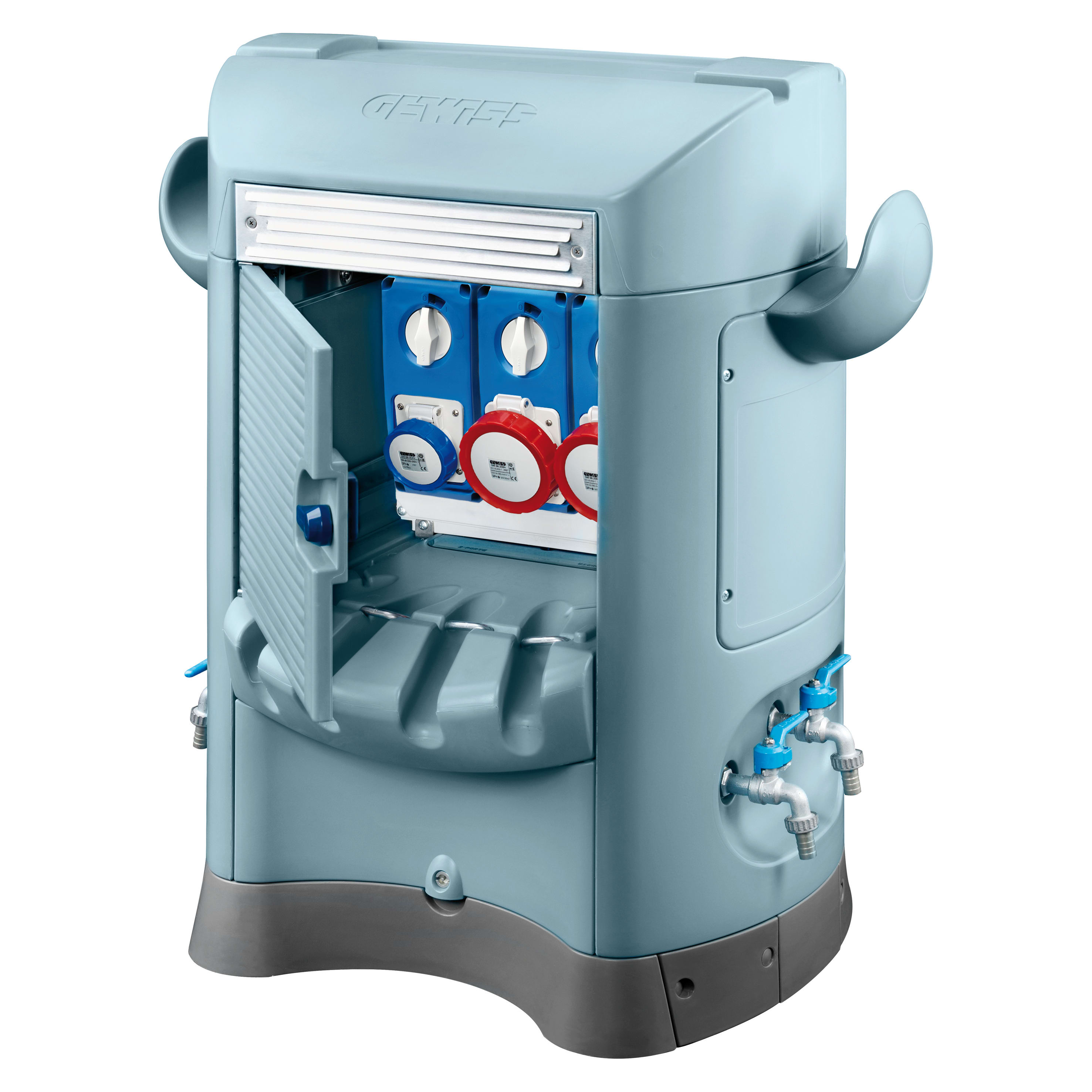 GEWISS - QMC125B - CABLATO - MONOFACCIALE - 1 PRESA 2P+T 16A + 2 PRESE 3P+N+T 32A - IP55 - AZZURRO GW68803A