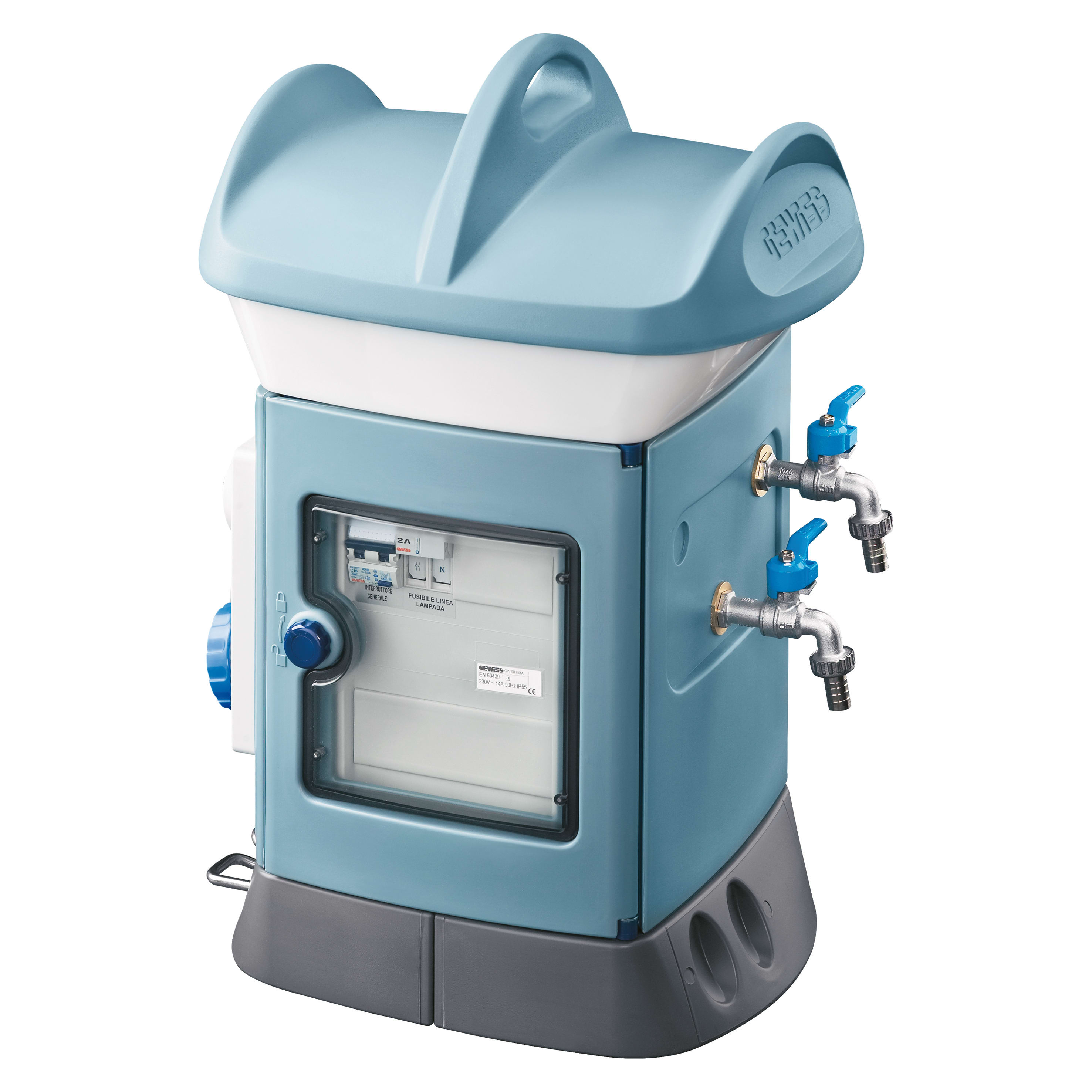 GEWISS - QMC16B - CABLATO - MONOFACCIALE - 2 PRESE 2P+T 16A - IP55 - AZZURRO GW68841A