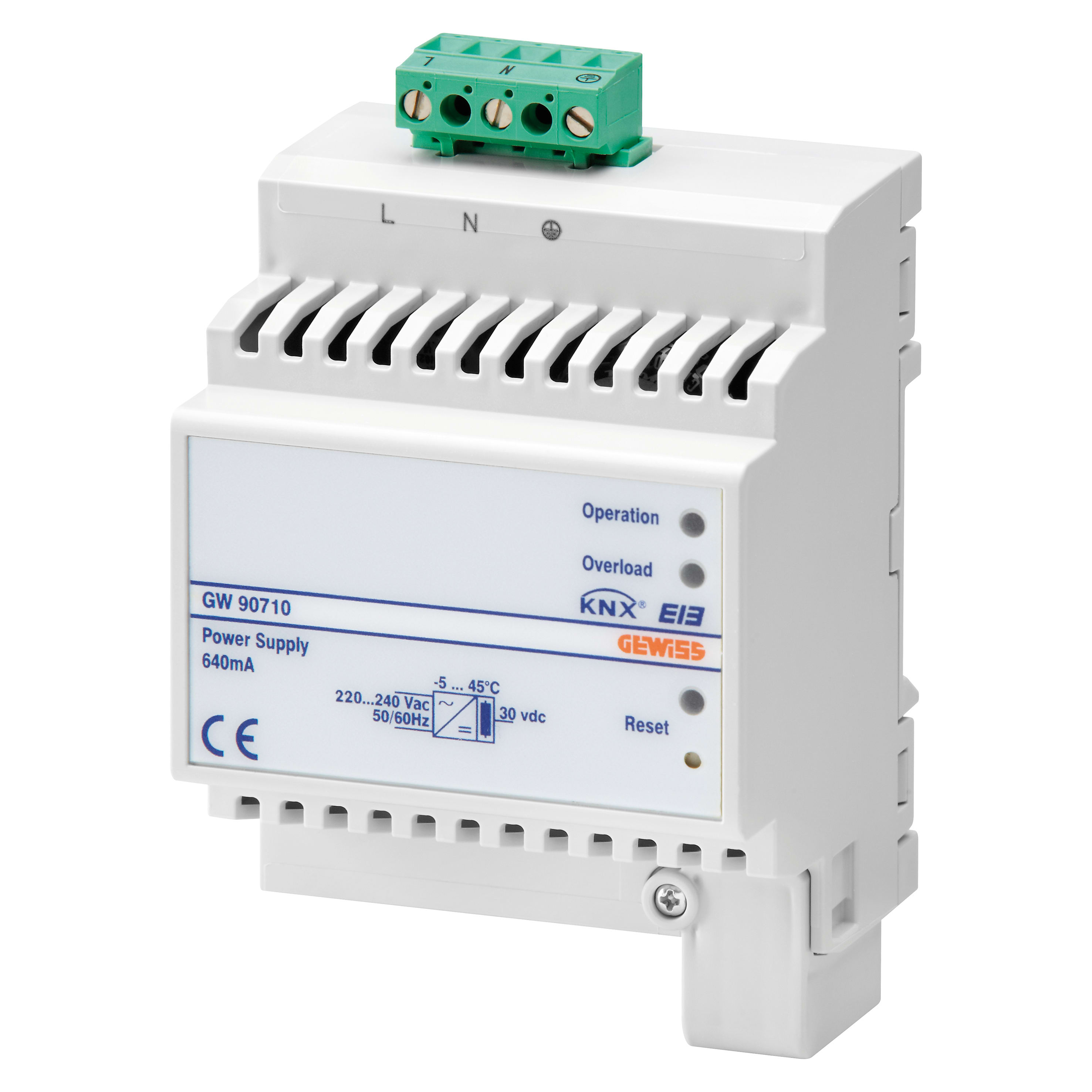 GEWISS - ALIMENTATORE ELETTRONICO AUTOPROTETTO 220-240V - 50/60Hz - 640mA - IP20 - 4 MODULI DIN GW90710