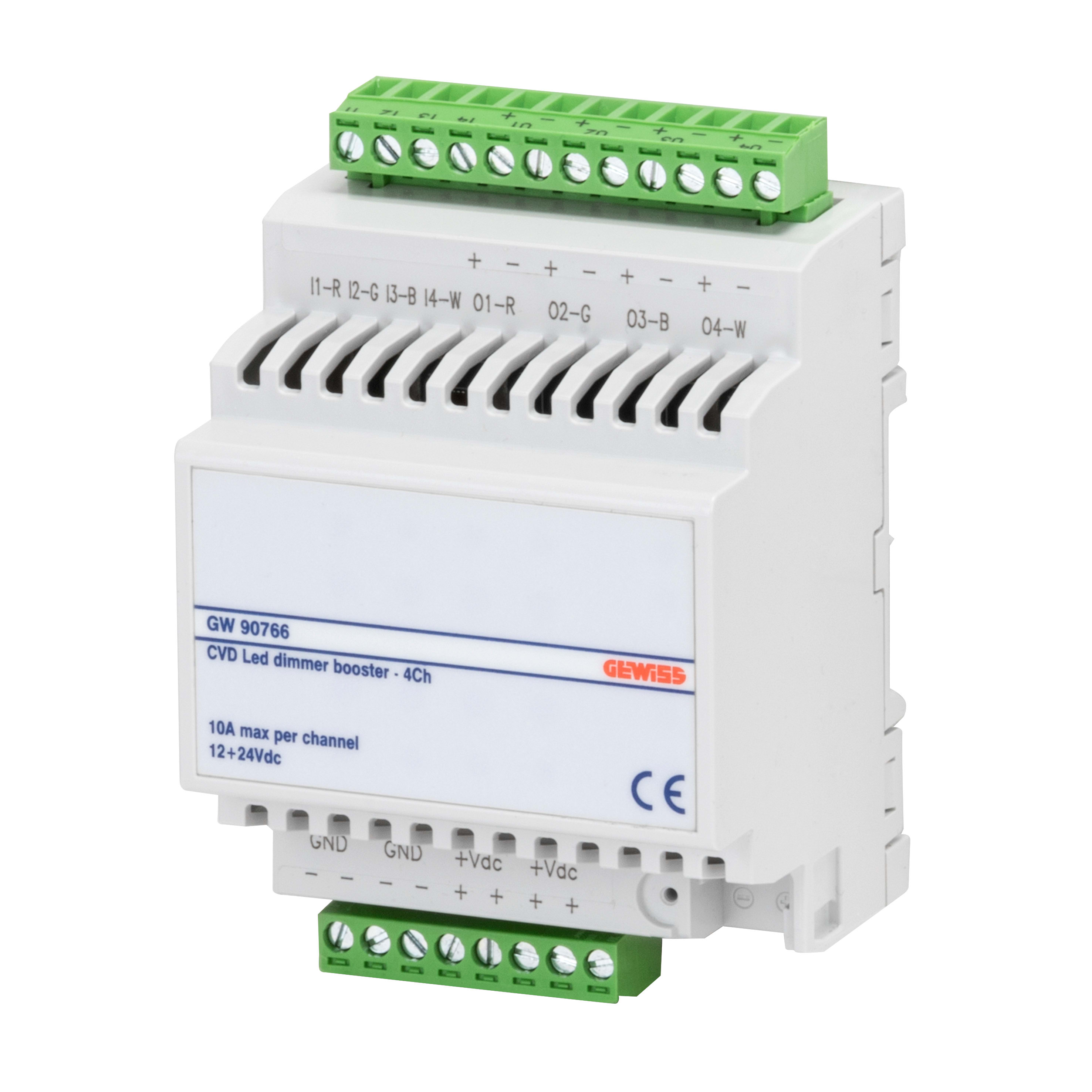 GEWISS - BOOSTER PER ATTUATORI DIMMER LED CVD - 4x10A - IP20 - 4 MODULI DIN GW90766