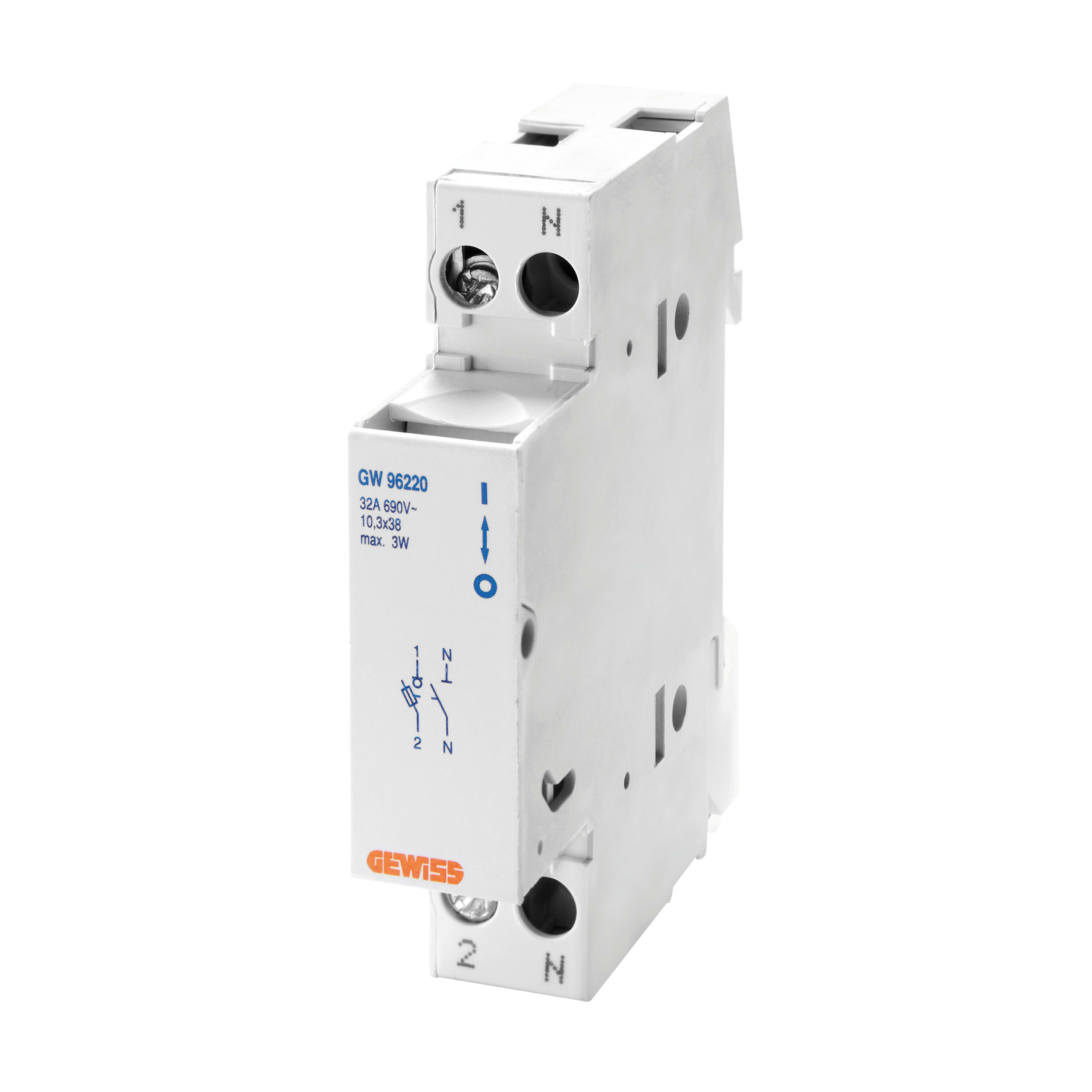 GEWISS - PORTAFUSIBILE SEZIONABILE - 1P+N 10,3X38 690V 32A - 1 MODULO GW96220