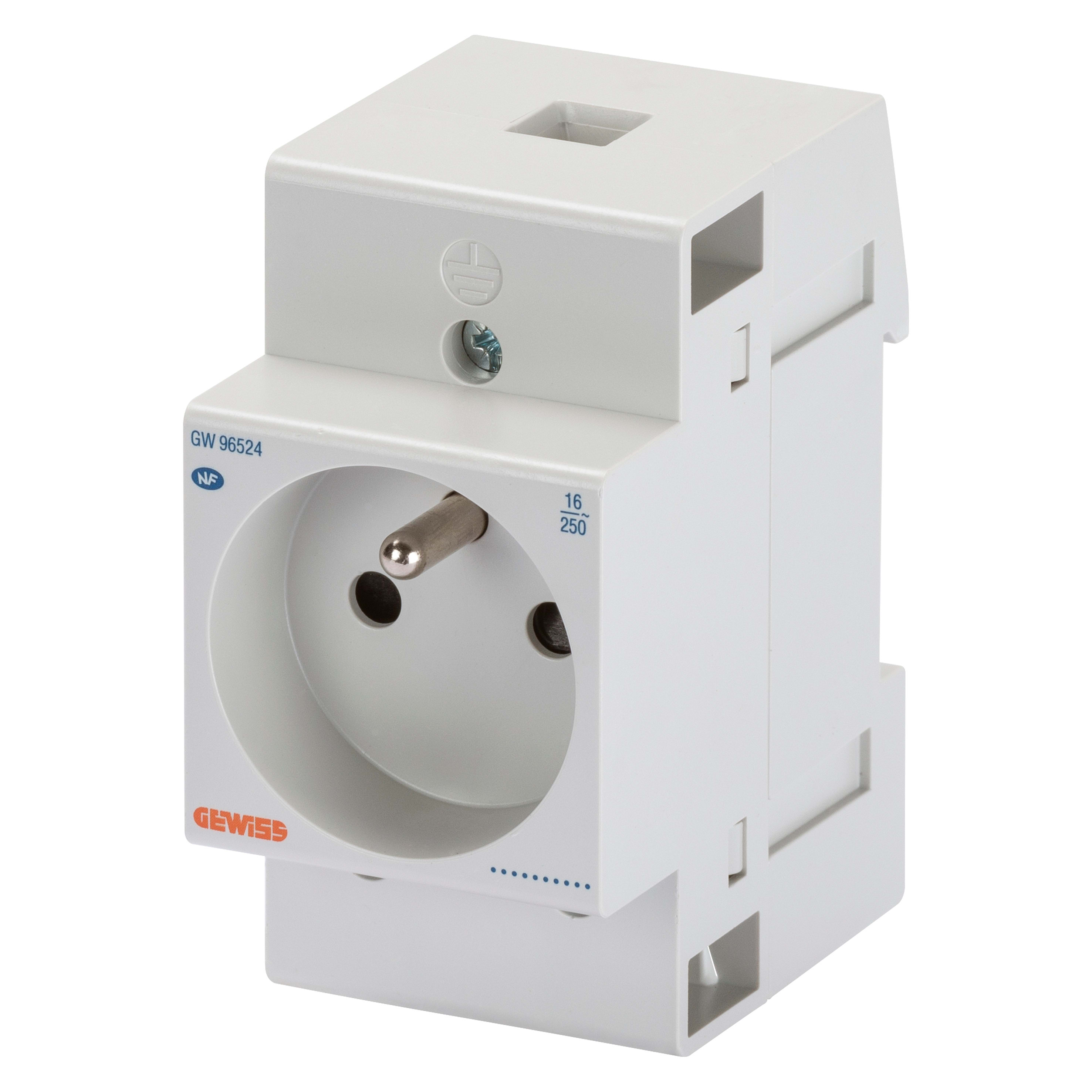 GEWISS - PRESA PER GUIDA DIN - STANDARD FRANCESE -2P+T 16A - 2,5 MODULI GW96524