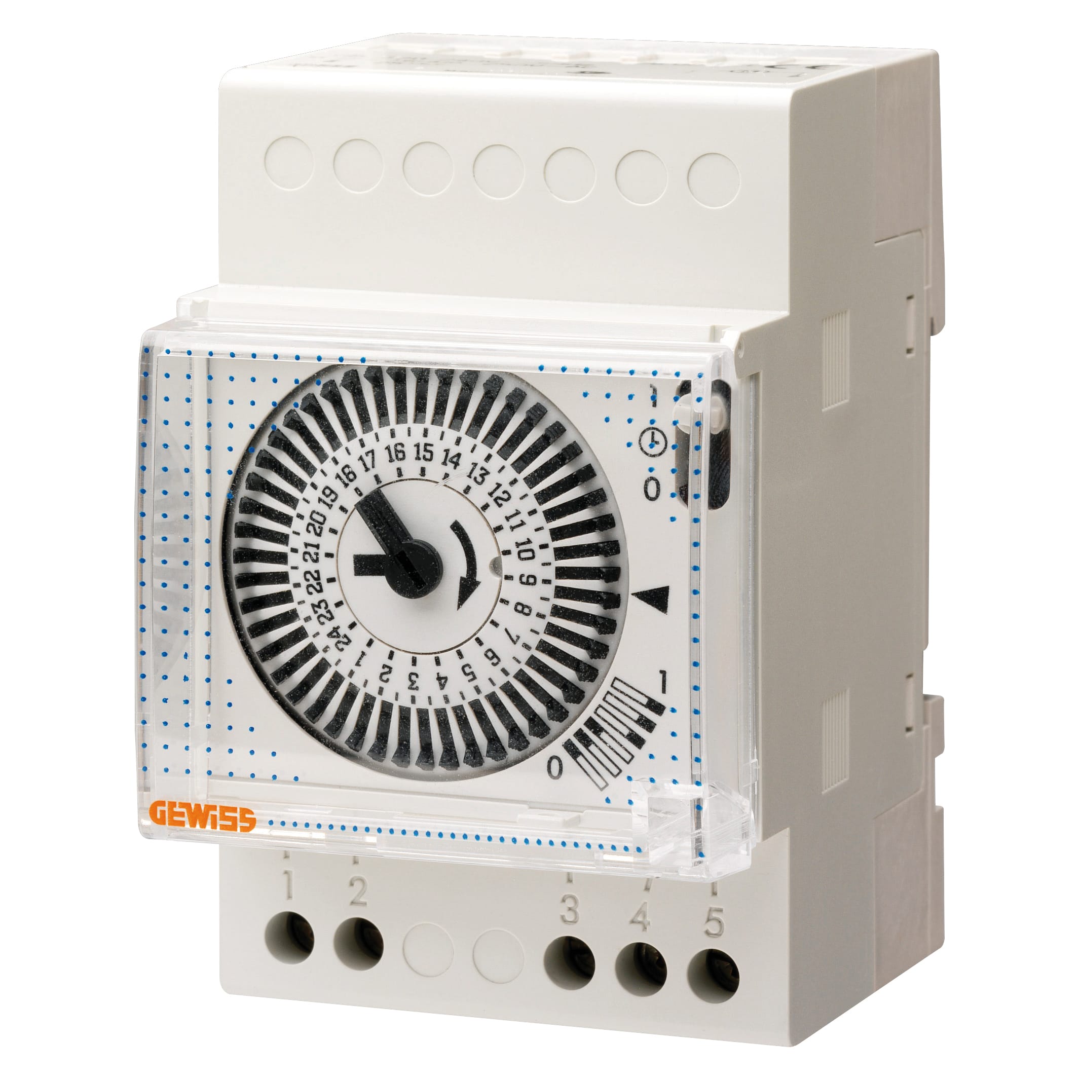 GEWISS - INTERRUTTORE ORARIO ANALOGICO - SETTIMANALE 230V AC-110V DC - 1 IN SCAMBIO - 3 MODULI