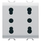 GEWISS - PRESA DOPPIA STANDARD ITALIANO 250V ac - 2X2P+T 16A BIVALENTE - P11-P17 - 2 MODULI - BIANCO LUCIDO - CHORUSMART