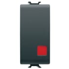 GEWISS - PULSANTE UNIPOLARE 250V ac - NC+NA 16A - ARRESTO - LENTE ROSSA - 1 MODULO - NERO SATINATO - CHORUSMART