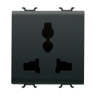 GEWISS - PRESA MULTISTANDARD 2P+T - 13 A/250 V ac - 15 A/127 V ac - 2 MODULI - NERO SATINATO - CHORUSMART