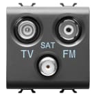GEWISS - PRESA TV-FM-SAT - DIRETTA - 2 MODULI - NERO SATINATO - CHORUSMART