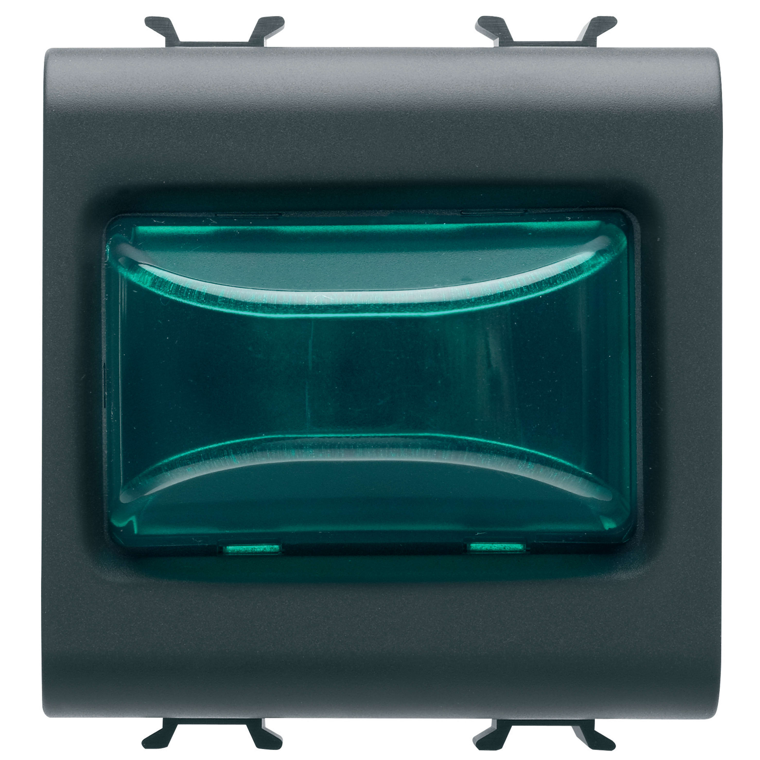 GEWISS - SPIA SPORGENTE - 12V ac/dc / 230V ac 50/60 Hz - VERDE - 2 MODULI - NERO SATINATO - CHORUSMART