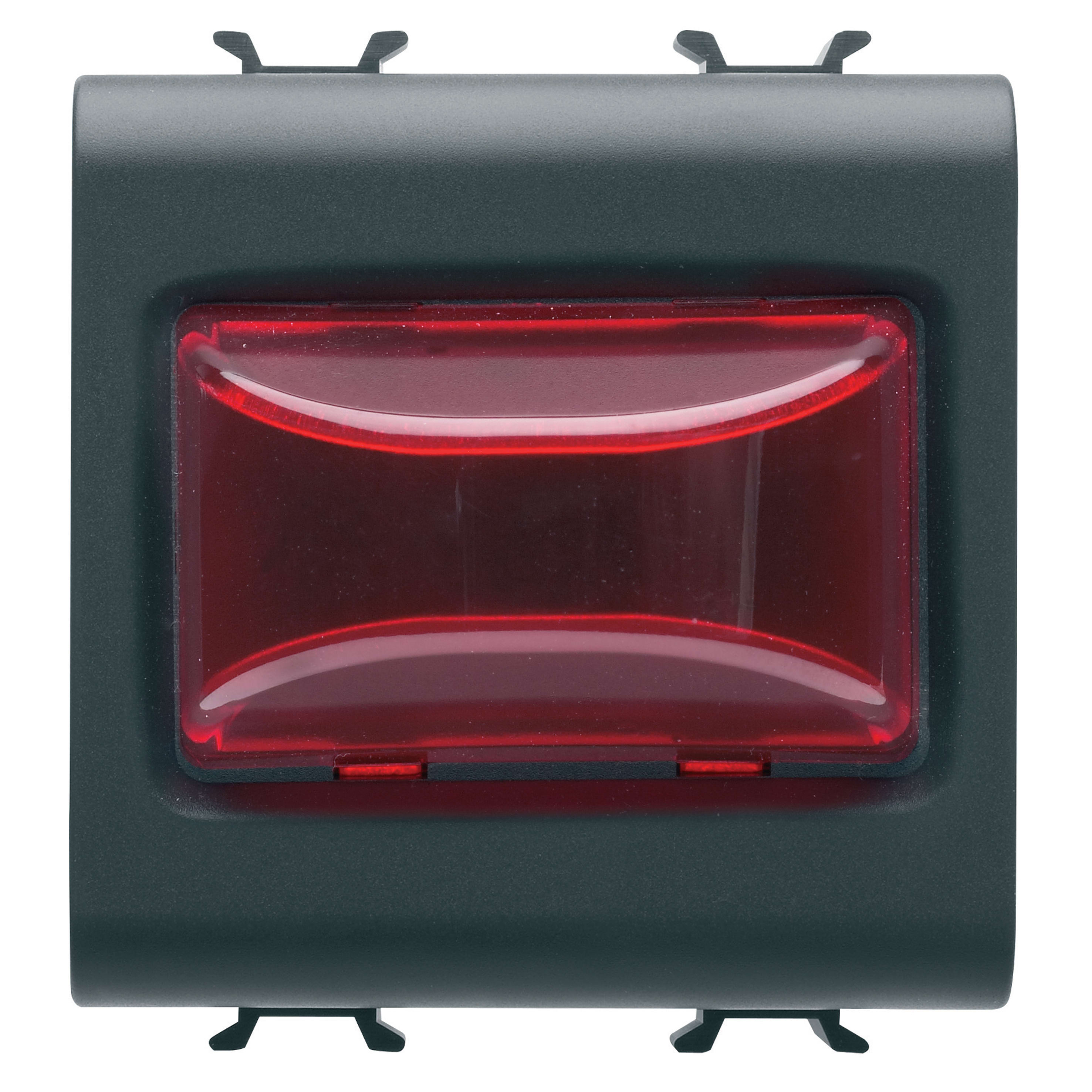 GEWISS - SPIA SPORGENTE - 12V ac/dc / 230V ac 50/60 Hz - ROSSO - 2 MODULI - NERO SATINATO - CHORUSMART