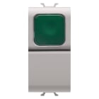 GEWISS - PULSANTE UNIPOLARE 250V ac - NA 16A - DIFFUSORE VERDE - 1 MODULO - NATURAL BEIGE SATINATO - CHORUSMART