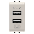 GEWISS - ALIMENTATORE USB - TIPO A+A - 3A - NATURAL BEIGE SATINATO - 1 MODULO - CHORUSMART