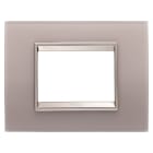 GEWISS - PLACCA LUX - IN VETRO - 3 POSTI - GRIGIO PERLA - CORNICE BRONZO CHIARO OPACO - CHORUSMART