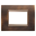 GEWISS - PLACCA LUX - IN METALLO - 3 POSTI - OTTONE ANTICO - CORNICE BRONZO SCURO OPACO - CHORUSMART
