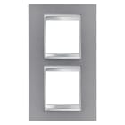GEWISS - PLACCA LUX INTERNATIONAL - IN TECNOPOLIMERO VERNICIATO - 2+2 POSTI VERTICALE INTERASSE 71mm - TITANIO - CHORUSMART