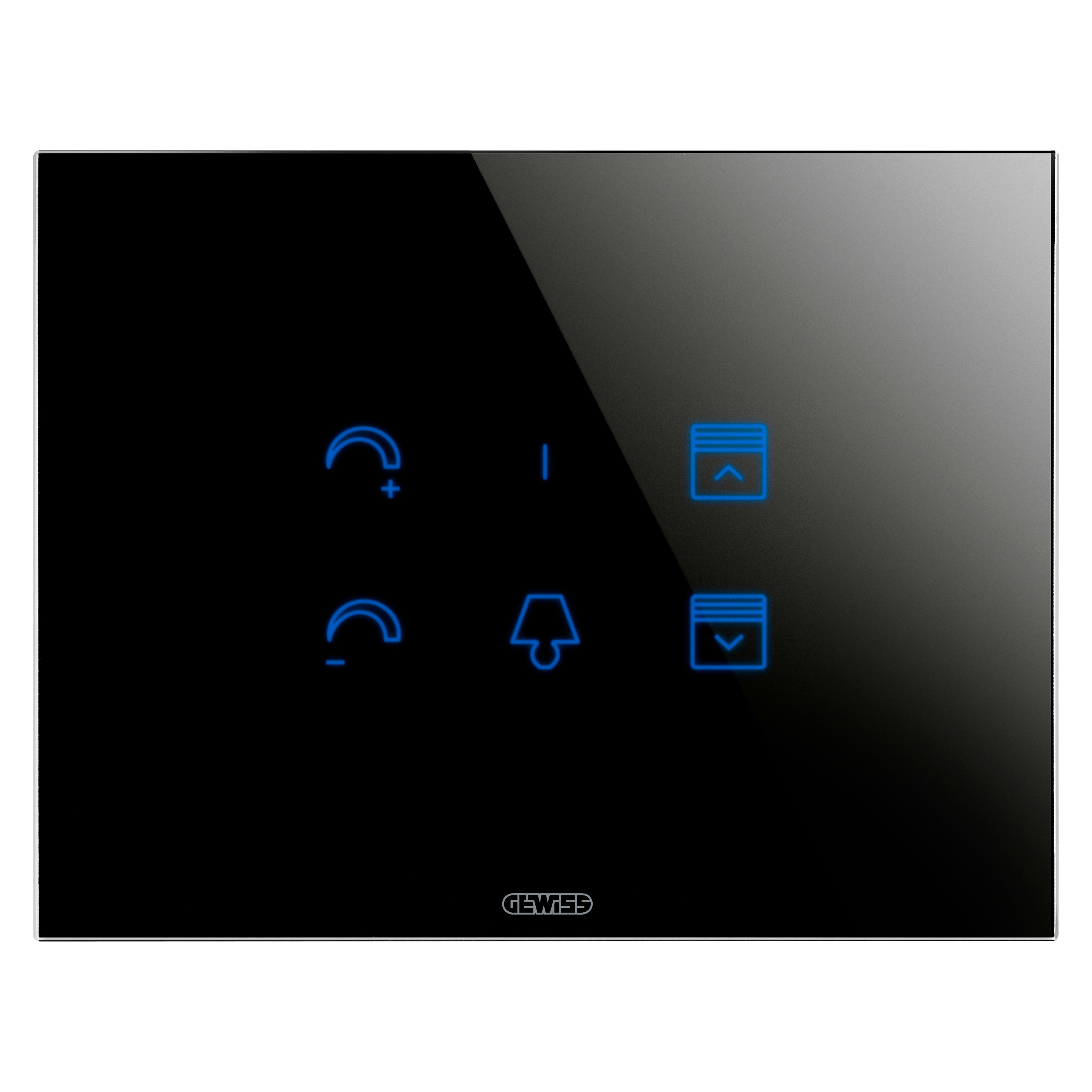 GEWISS - PLACCA ICE TOUCH - IN VETRO - CON SIMBOLI INTERCAMBIABILI - NERO - CHORUSMART