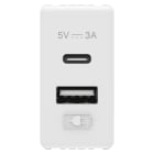 GEWISS - ALIMENTATORE USB - TIPO A+C - 3A - BIANCO - SYSTEM