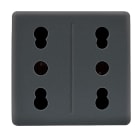 GEWISS - PRESA DOPPIA STANDARD ITALIANO 250V ac - 2X2P+T 16A BIVALENTE - P11-P17 - 2 MODULI - SYSTEM BLACK