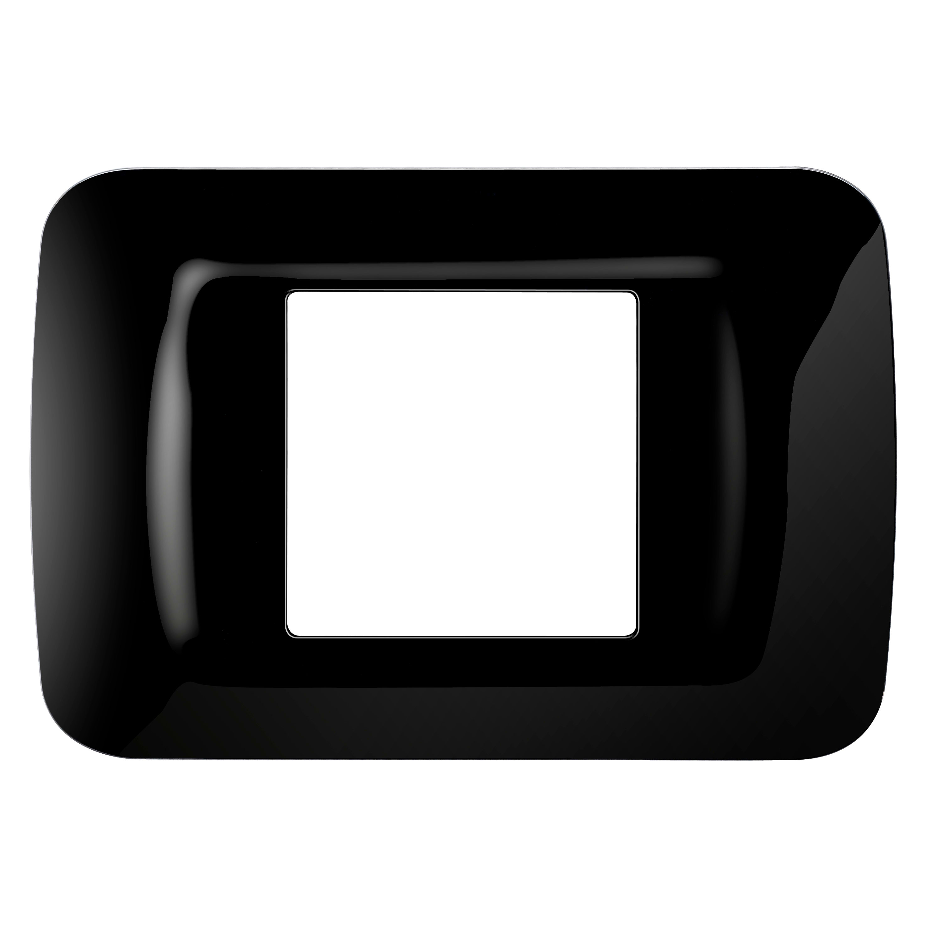 GEWISS - PLACCA TOP SYSTEM - IN TECNOPOLIMERO FINITURA LUCIDA - 2 POSTI - NERO TONER - SYSTEM