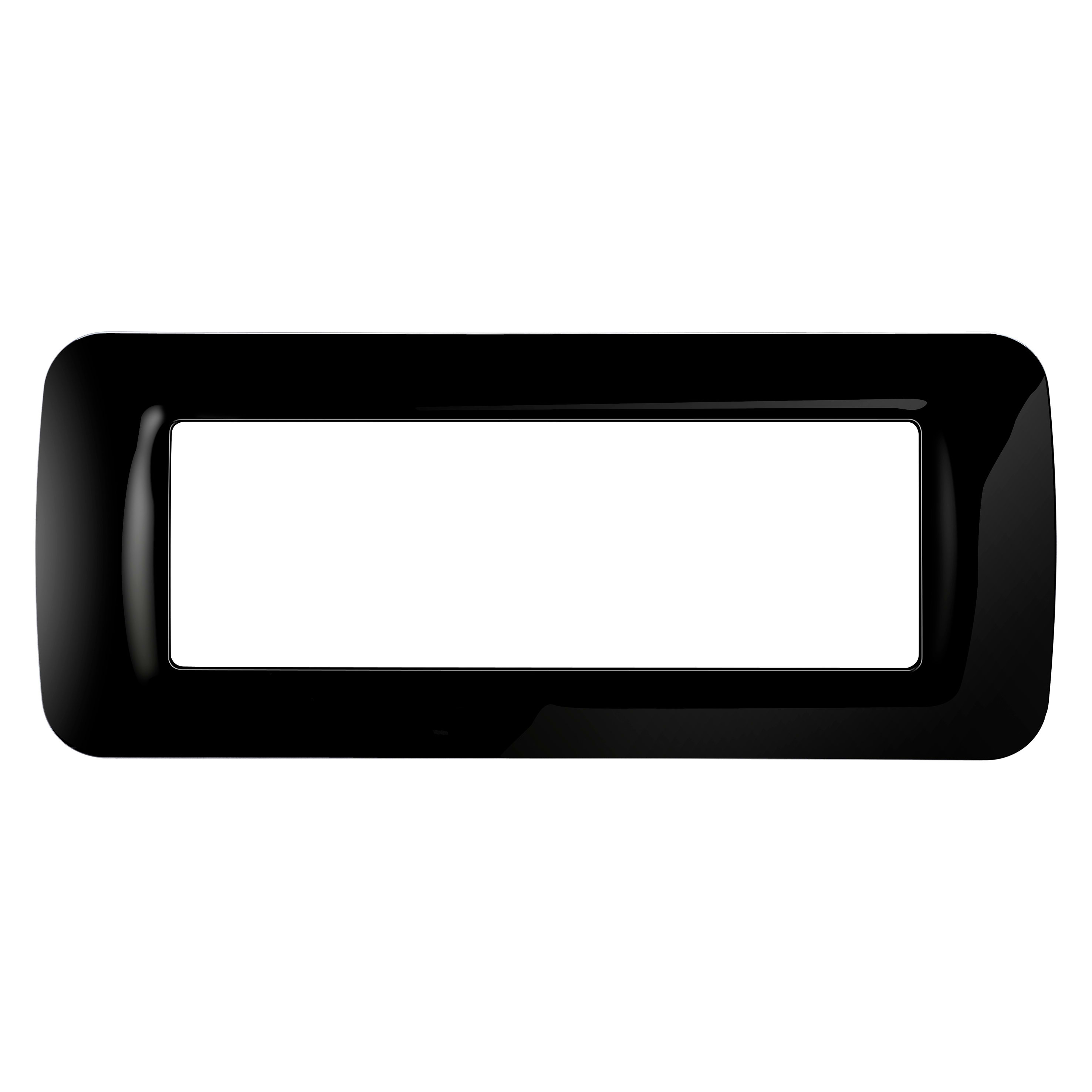 GEWISS - PLACCA TOP SYSTEM - IN TECNOPOLIMERO FINITURA LUCIDA - 6 POSTI - NERO TONER - SYSTEM