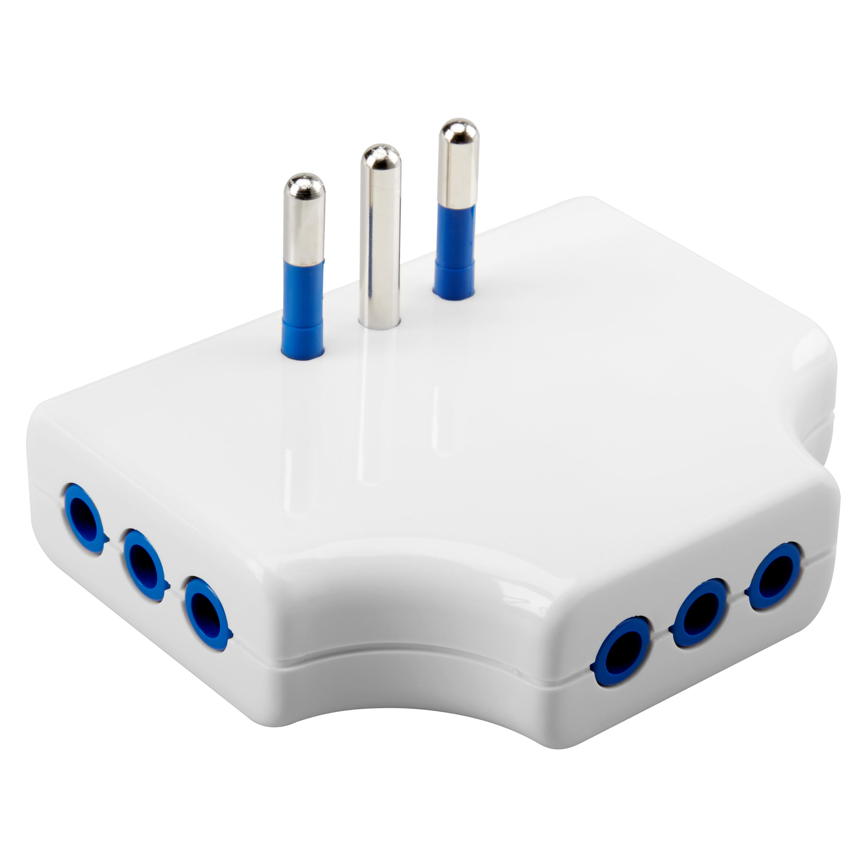 GEWISS - ADATTATORE MULTIPLO PIATTO - 2P+T 10A S11 - 3 USCITE STANDARD ITALIANO 10A - BIANCO