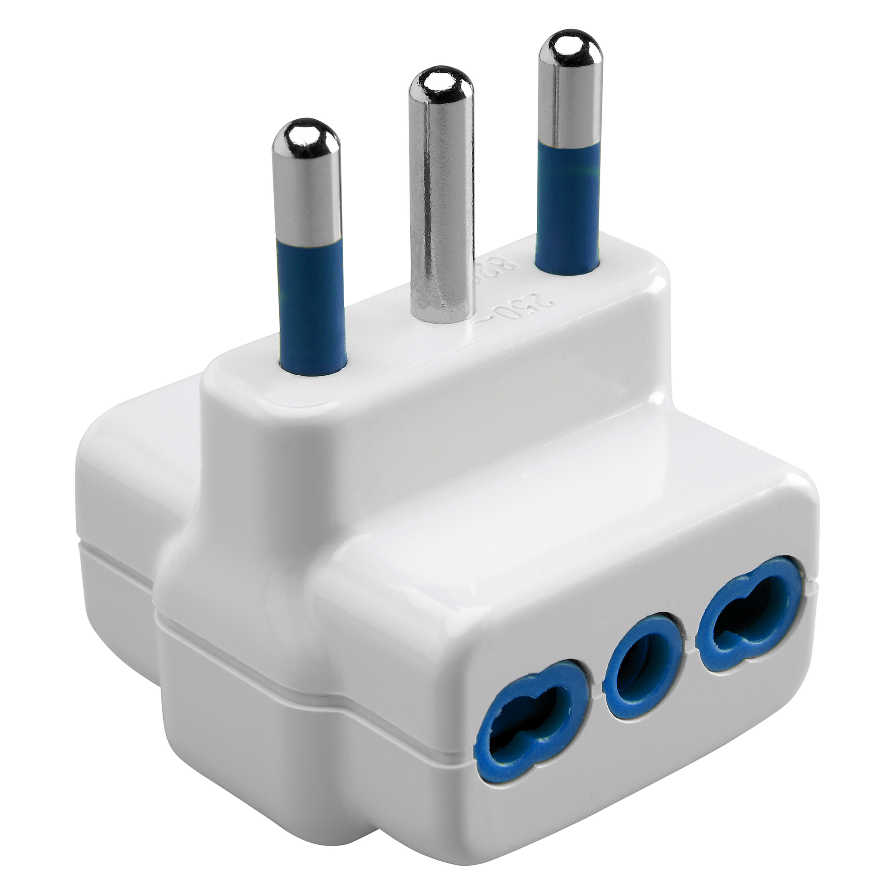 GEWISS - ADATTATORE MULTIPLO - 2P+T 10A S17 - 3 USCITE STANDARD ITALIANO 16A BIVALENTE - BIANCO