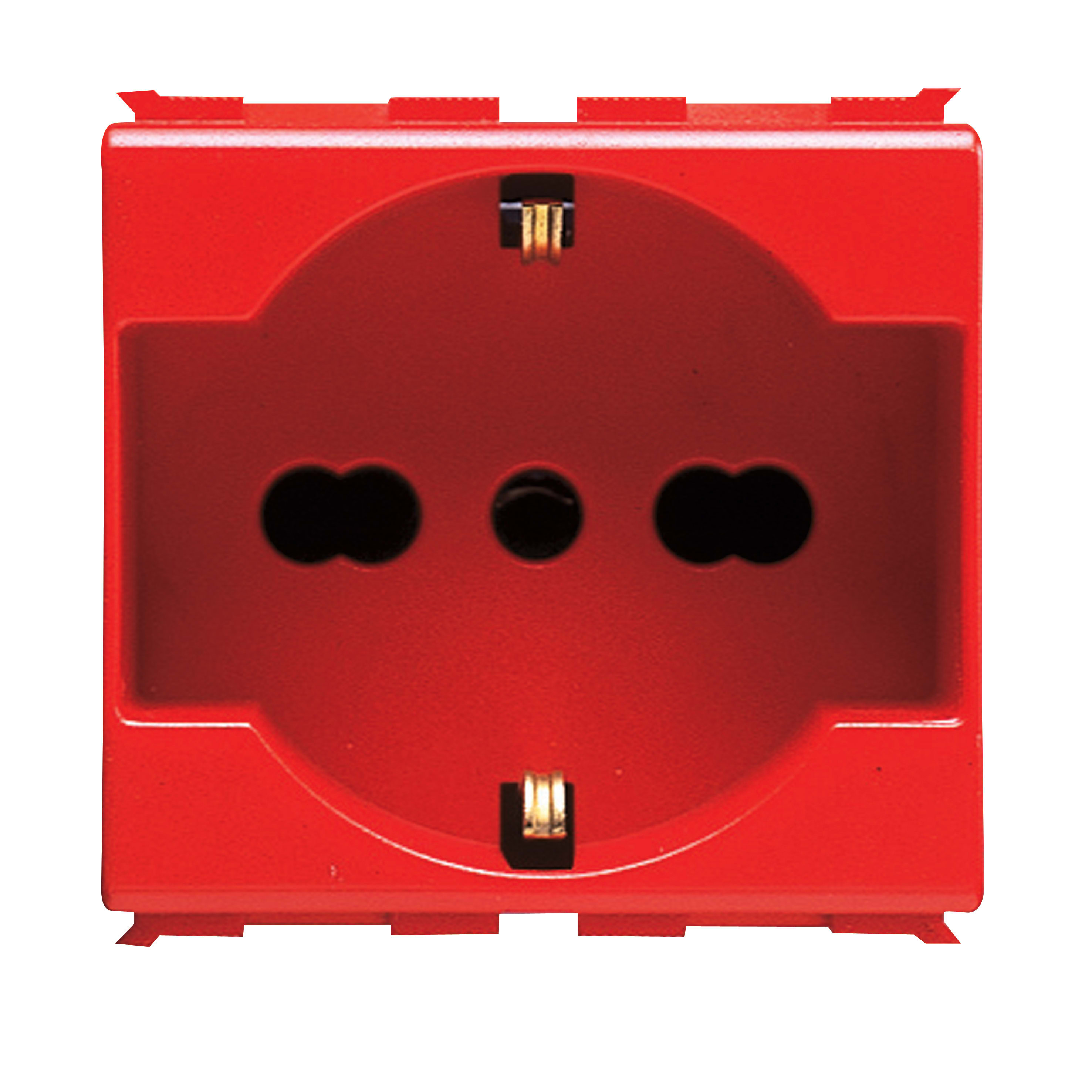 GEWISS - PRESA-STANDARD ITALIANO/TEDESCO 250 V ac - PER LINEE DEDICATE - 2P+T 16A BIVALENTE - P40 - 2 MODULI - ROSSA - PLAYBUS